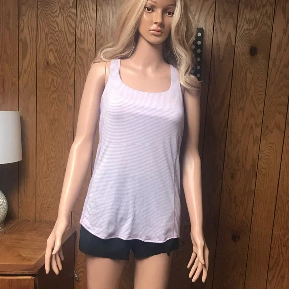 Lululemon Wild Tank Top lavender coral-Pink & White Floral Stripe - Size 6 - Picture 7 of 12